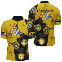 Load image into Gallery viewer, Personalized Yellow Black Funny Billiard Balls Pool Shirts For Men, Best Billiard Team Shirts TDM2073