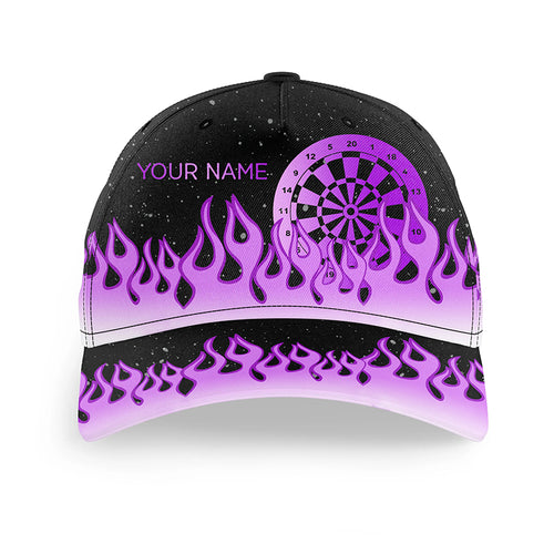 Purple Dartboard Fire Flame Darts Cap Custom Adjustable 3D Baseball Darts Hats Gift For Darts Player TDM2296
