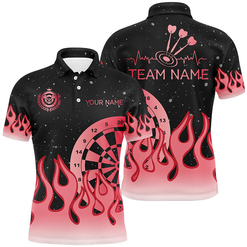 Red Dartboard Fire Flame Men Darts Polo & Quarter-Zip Shirt Custom Team Jersey Darts Gifts TDM2297