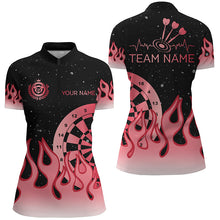 Load image into Gallery viewer, Red Dartboard Fire Flame Women Darts Polo &amp; Quarter-Zip Shirt Custom Team Jersey Darts Gifts TDM2297