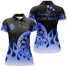 Load image into Gallery viewer, Blue Dartboard Fire Flame Women Darts Polo &amp; Quarter-Zip Shirt Custom Team Jersey Darts Gifts TDM2299