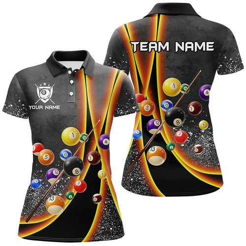Personalized Grey Grunge Billiard Shirts For Women Custom 3D Billiard 8 Ball Pool Jerseys |Purple TDM2301