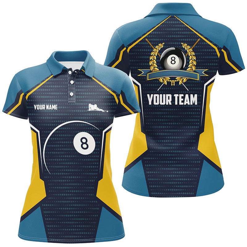 Billiard Ball 8 Custom Name All Over Print Polo Shirts For Women, Custom Billiard Jersey For Player TDM0172
