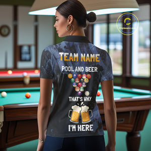 Pool And Beer That's Why I'm Here Billiard Shirt For Women Custom Funny Billiard Team Jersey TDM4831