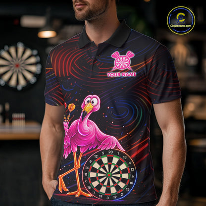 Funny Neon Flamingo Darts Shirts For Men Custom Darts Team Jersey, Personalized Darts Gift TDM7612