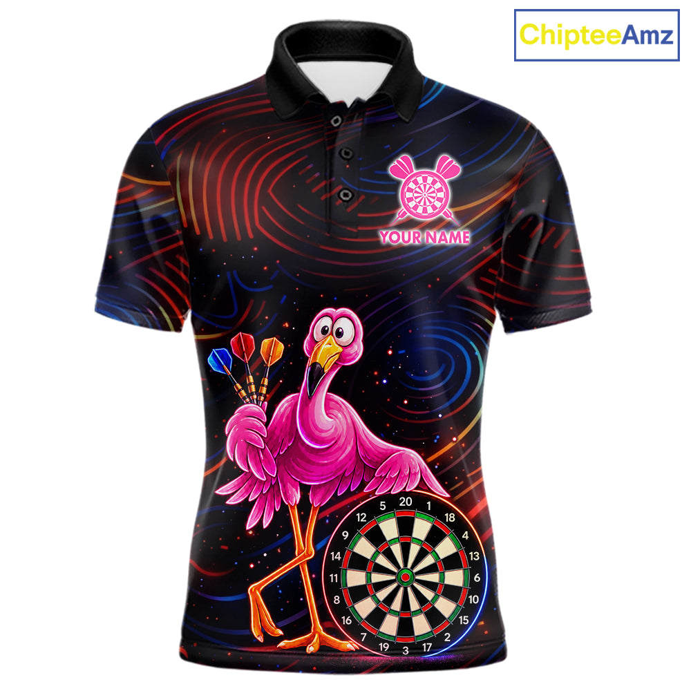 Funny Neon Flamingo Darts Shirts For Men Custom Darts Team Jersey, Personalized Darts Gift TDM7612