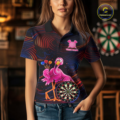 Funny Neon Flamingo Darts Shirts For Women Custom Darts Team Jersey, Personalized Darts Gift TDM7612
