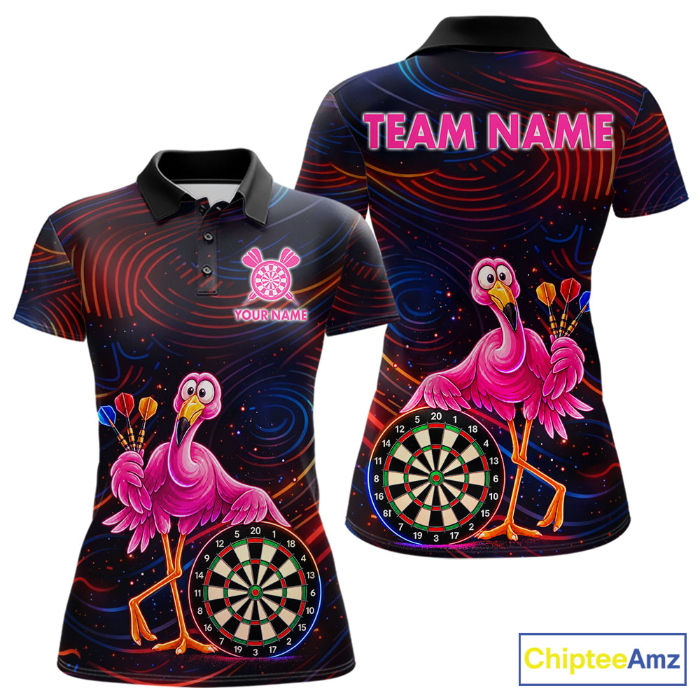Funny Neon Flamingo Darts Shirts For Women Custom Darts Team Jersey, Personalized Darts Gift TDM7612