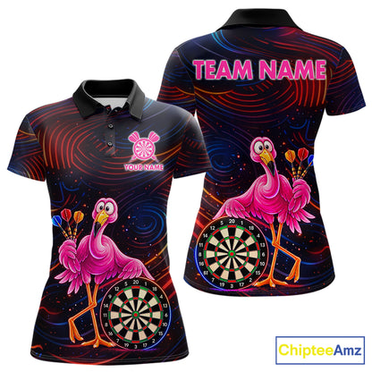 Funny Neon Flamingo Darts Shirts For Women Custom Darts Team Jersey, Personalized Darts Gift TDM7612
