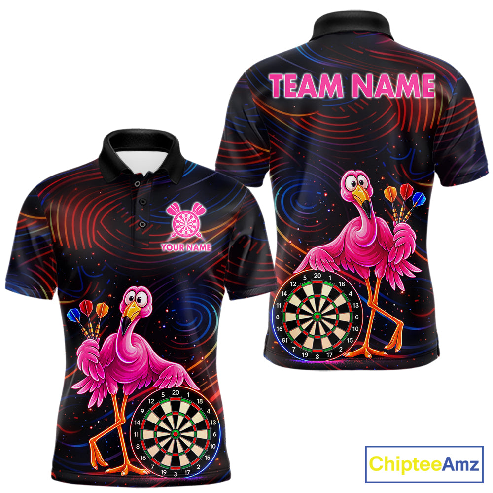 Funny Neon Flamingo Darts Shirts For Men Custom Darts Team Jersey, Personalized Darts Gift TDM7612