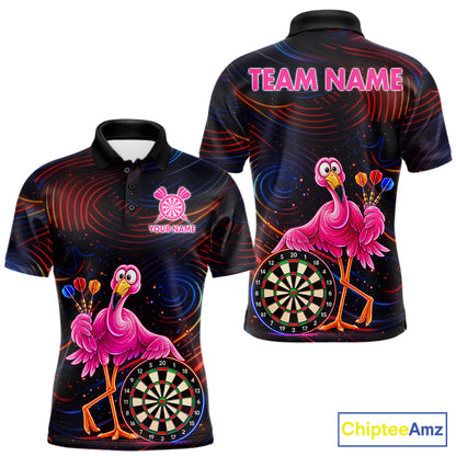 Funny Neon Flamingo Darts Shirts For Men Custom Darts Team Jersey, Personalized Darts Gift TDM7612
