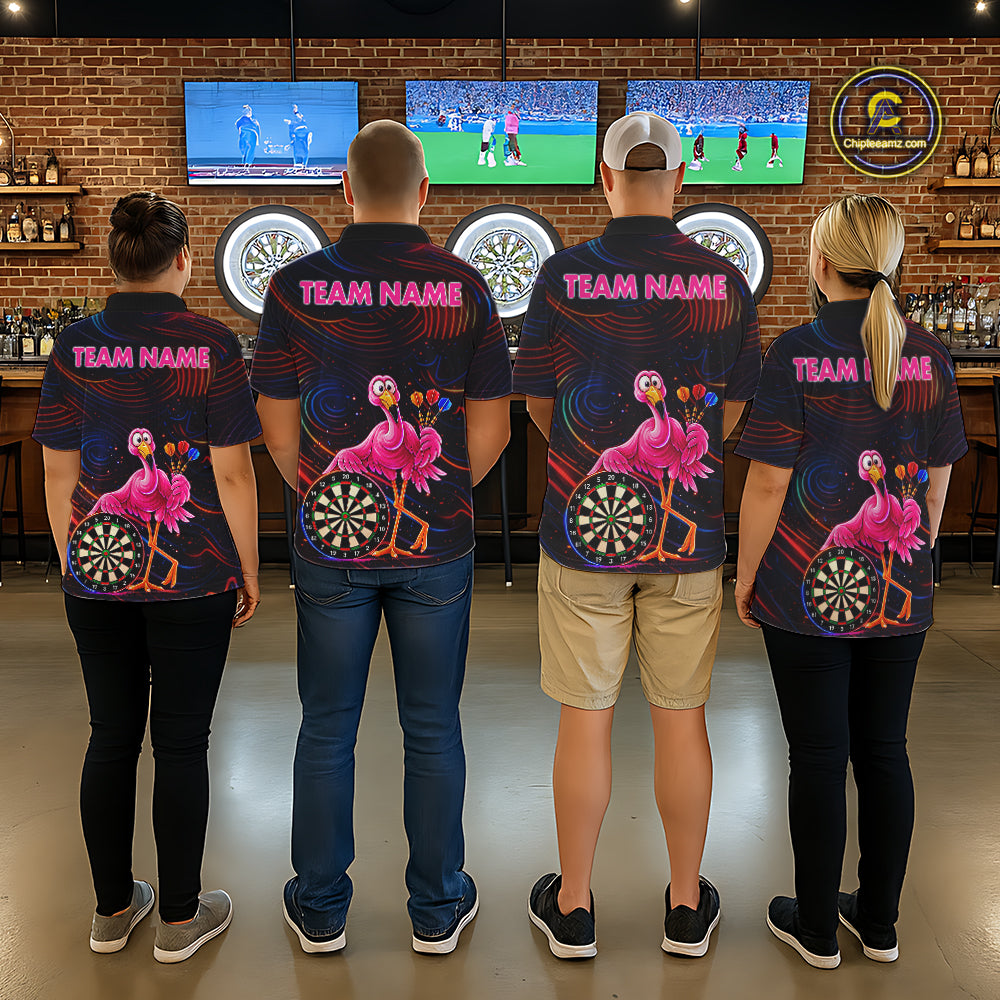 Funny Neon Flamingo Darts Shirts For Women Custom Darts Team Jersey, Personalized Darts Gift TDM7612