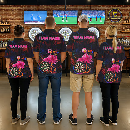 Funny Neon Flamingo Darts Shirts For Women Custom Darts Team Jersey, Personalized Darts Gift TDM7612