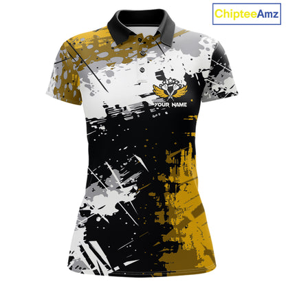 Yellow Grunge Paint Splatter Darts Shirts For Women Custom Darts Jersey Team Polo & Quarter Zip TDM7617
