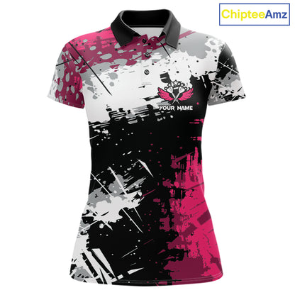 Pink Grunge Paint Splatter Darts Shirts For Women Custom Darts Jersey Team Polo & Quarter Zip TDM7618