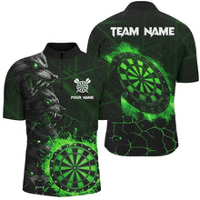 Load image into Gallery viewer, Green Dart Board Fire Flame Custom Wolf Dart Shirts For Men, Darts League Team Jerseys Uniform TDM2799