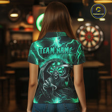 Load image into Gallery viewer, Personalized Turquoise Grim Reaper Custom Thunder Lightning Women Dart Shirts, 3D Darts Team Jerseys TDM2800