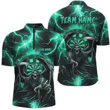 Load image into Gallery viewer, Personalized Turquoise Grim Reaper Custom Thunder Lightning Men Dart Shirts, 3D Darts Team Jerseys TDM2800