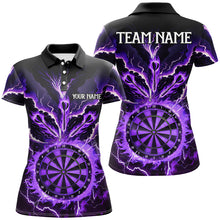 Load image into Gallery viewer, Personalized Lightning Smoke Fire Flame Purple Darts Shirts For Women, Darts League Team Jerseys TDM2801