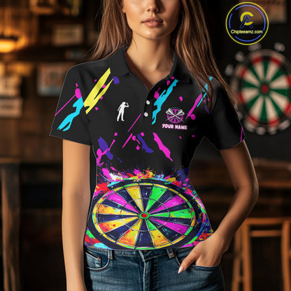 Funny Colorful Splash Dartboard Graffiti Style Darts Shirt For Women Custom Darts Team Jersey Outfit TDM5053