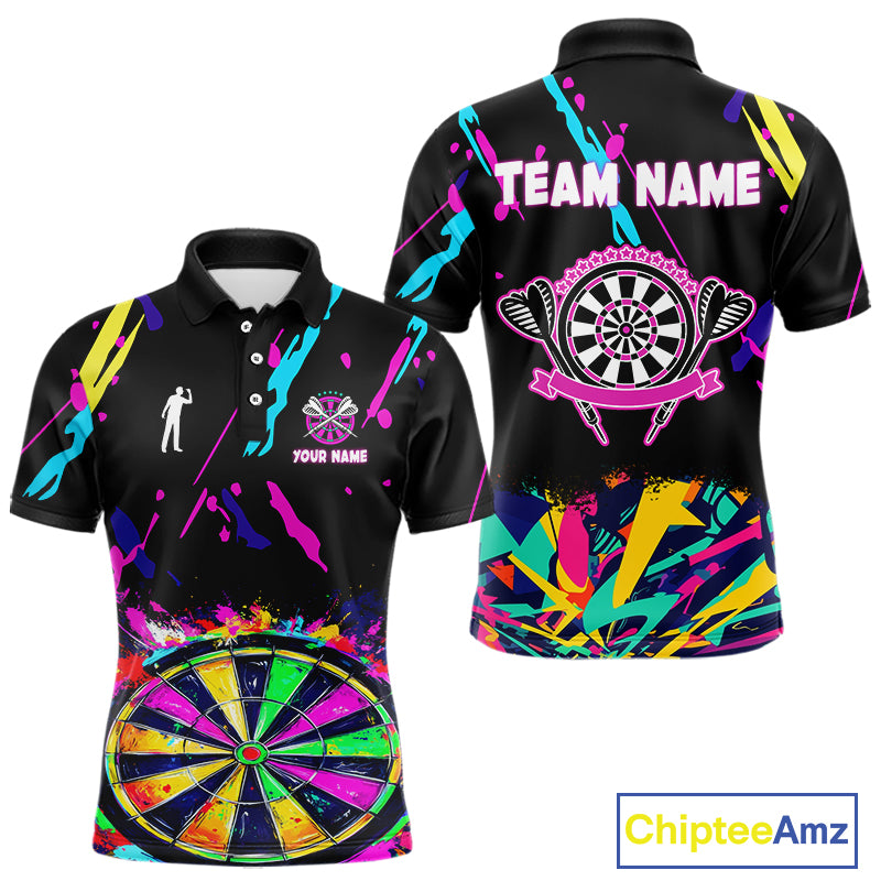Funny Colorful Splash Dartboard Graffiti Style Darts Shirt For Men Custom Darts Team Jersey Outfit TDM5053