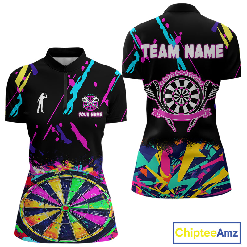 Funny Colorful Splash Dartboard Graffiti Style Darts Shirt For Women Custom Darts Team Jersey Outfit TDM5053