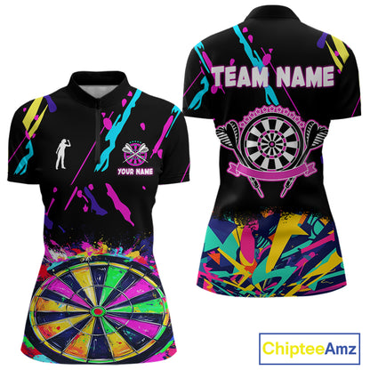 Funny Colorful Splash Dartboard Graffiti Style Darts Shirt For Women Custom Darts Team Jersey Outfit TDM5053