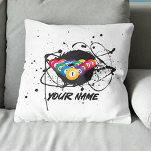 Load image into Gallery viewer, Custom Grunge Billiard Balls White Pillow, Personalized Pillows Billiard TDM0790