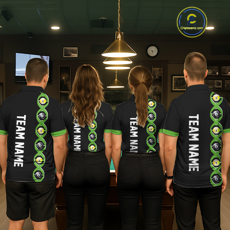 DNA Billiard 8 Ball & 9 Ball Shirts For Women Custom Funny Pool Jerseys Team Polo & 1/4 Zip |Green TDM5520