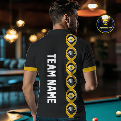 DNA Billiard 8 Ball & 9 Ball Shirts For Men Custom Funny Pool Jerseys Team Polo & 1/4 Zip |Yellow TDM5521