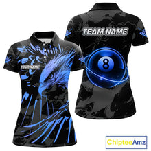 Load image into Gallery viewer, Custom Black And Blue 8 Ball Pool Eagle Paint Billiard Shirts For Women Team League Billiard Jerseys TDM5522