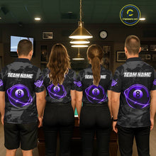 Load image into Gallery viewer, Custom Black And Purple 8 Ball Pool Eagle Paint Billiard Shirt For Women Team League Billiard Jersey TDM5523