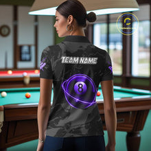 Load image into Gallery viewer, Custom Black And Purple 8 Ball Pool Eagle Paint Billiard Shirt For Women Team League Billiard Jersey TDM5523