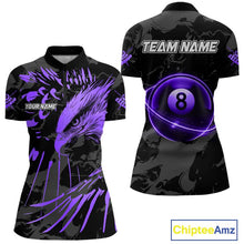 Load image into Gallery viewer, Custom Black And Purple 8 Ball Pool Eagle Paint Billiard Shirt For Women Team League Billiard Jersey TDM5523