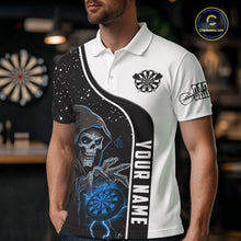 Load image into Gallery viewer, Blue Grim Reaper Darts Men Polo &amp; Quarter-Zip Custom Darts Shirts For Team Darts Jerseys TDM5524