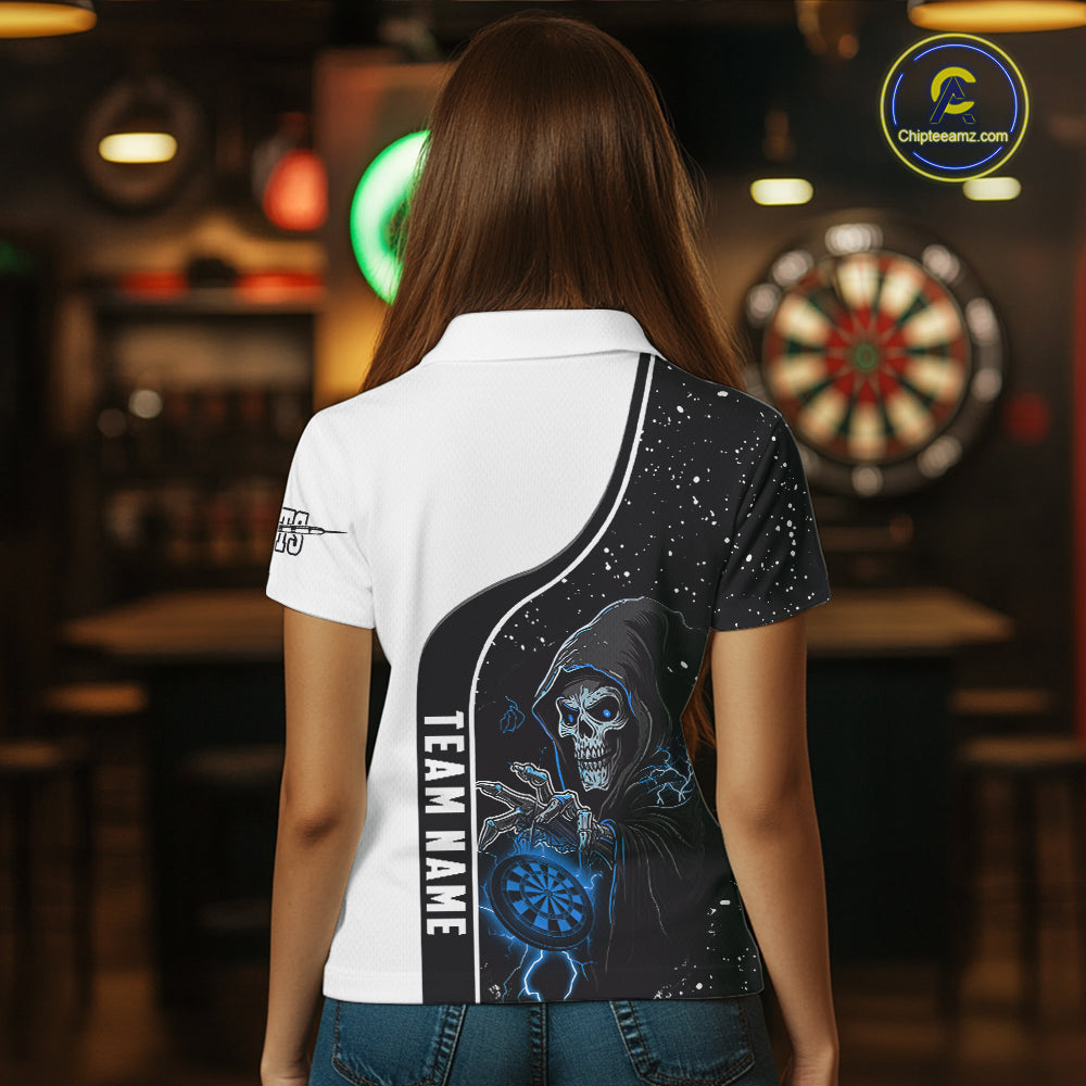 Blue Grim Reaper Darts Women Polo & Quarter-Zip Custom Darts Shirts For Team Darts Jerseys TDM5524