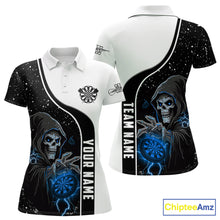 Load image into Gallery viewer, Blue Grim Reaper Darts Women Polo &amp; Quarter-Zip Custom Darts Shirts For Team Darts Jerseys TDM5524
