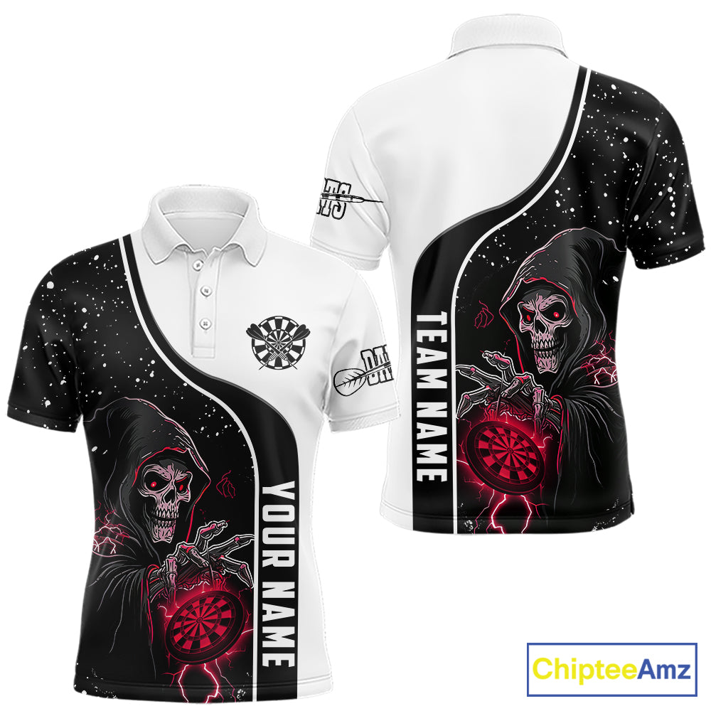 Red Grim Reaper Darts Men Polo & Quarter-Zip Custom Darts Shirts For Team Darts Jerseys TDM5525
