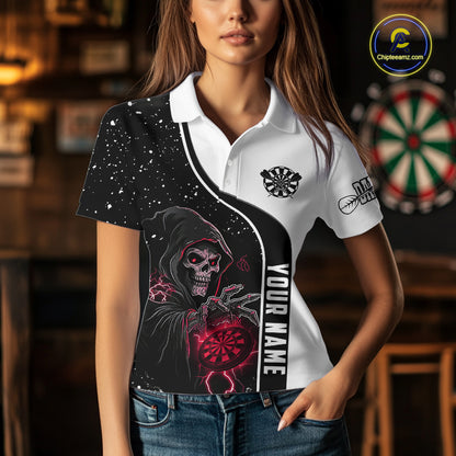 Red Grim Reaper Darts Women Polo & Quarter-Zip Custom Darts Shirts For Team Darts Jerseys TDM5525