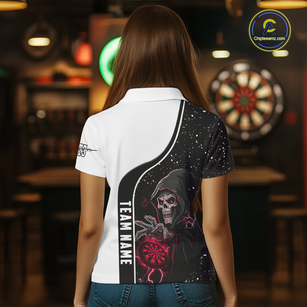 Red Grim Reaper Darts Women Polo & Quarter-Zip Custom Darts Shirts For Team Darts Jerseys TDM5525