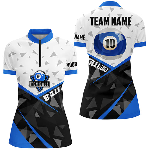 10 Ball Pool Billiard Jerseys Women Quarter-Zip Shirts Custom 10 Ball Billiards Team Shirts TDM0956