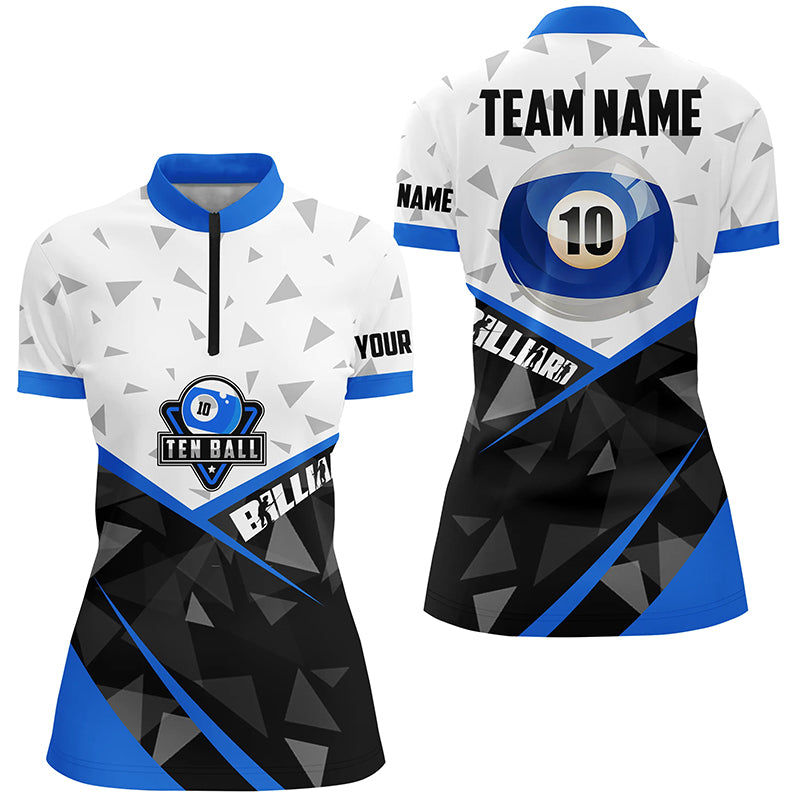10 Ball Pool Billiard Jerseys Women Quarter-Zip Shirts Custom 10 Ball Billiards Team Shirts TDM0956