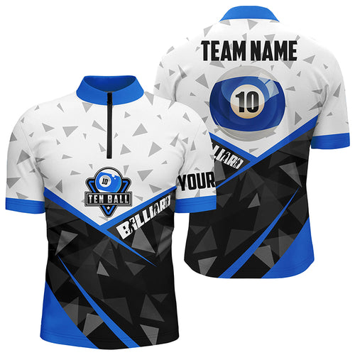 10 Ball Pool Billiard Jerseys Men Quarter-Zip Shirts Custom 10 Ball Billiards Team Shirts TDM0956