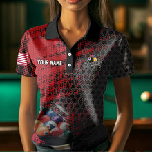 Load image into Gallery viewer, Red And Black Billiard Polo &amp; Quarter-Zip Shirts For Women Custom Billiard Team Shirts Pool Jerseys TDM3473