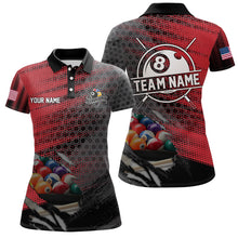 Load image into Gallery viewer, Red And Black Billiard Polo &amp; Quarter-Zip Shirts For Women Custom Billiard Team Shirts Pool Jerseys TDM3473