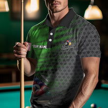 Load image into Gallery viewer, Green And Black Billiard Polo &amp; Quarter-Zip Shirts For Men Custom Billiard Team Shirts Pool Jerseys TDM3474