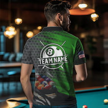 Load image into Gallery viewer, Green And Black Billiard Polo &amp; Quarter-Zip Shirts For Men Custom Billiard Team Shirts Pool Jerseys TDM3474