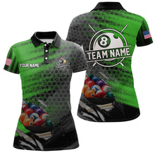 Load image into Gallery viewer, Green And Black Billiard Polo &amp; Quarter-Zip Shirts For Women Custom Billiard Team Shirts Pool Jerseys TDM3474