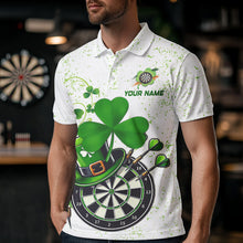 Load image into Gallery viewer, Luckiest  Green Shamrock White Grunge Dart Shirts For Men Custom St Patrick Day Dart Team Jerseys TDM3478