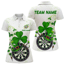 Load image into Gallery viewer, Luckiest  Green Shamrock White Grunge Dart Shirts For Women Custom St Patrick Day Dart Team Jerseys TDM3478